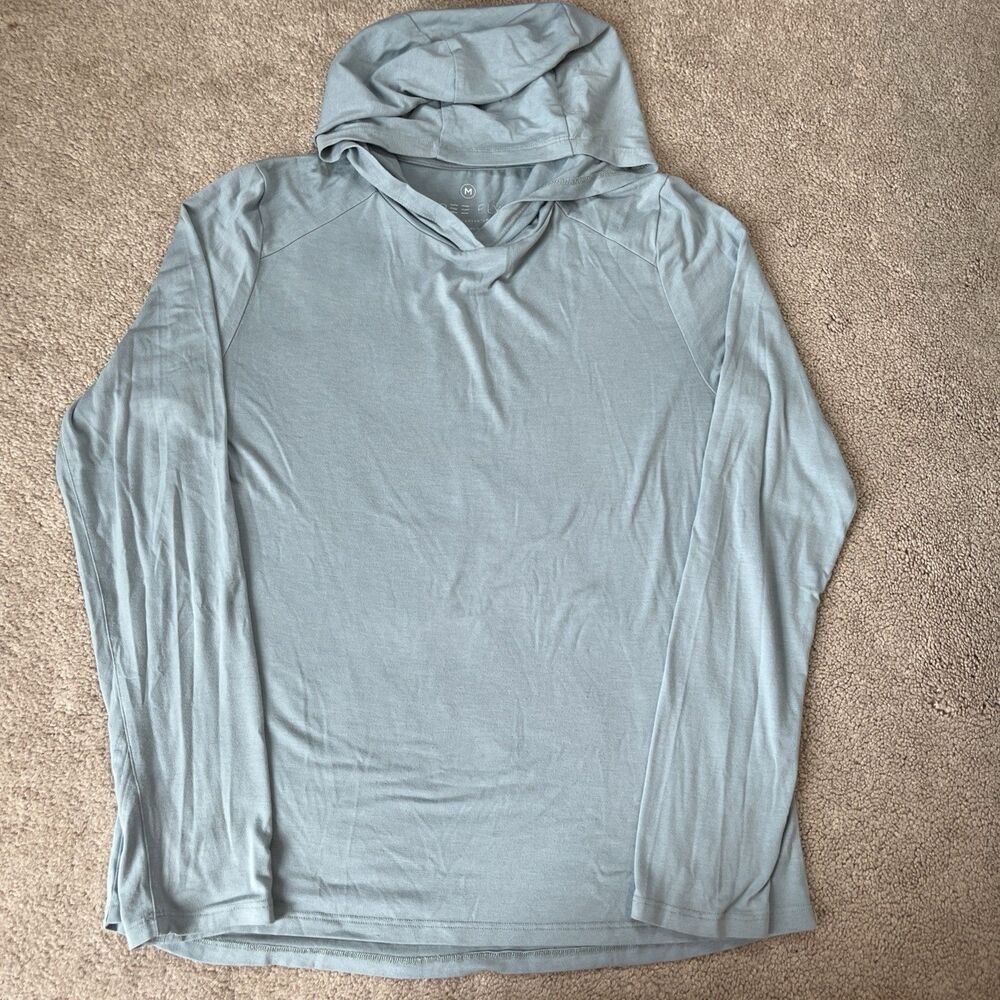 Free Fly Bamboo Shade Hoodie Womens M Blue Green UPF 50+ Outdoors Hike Fish Camp